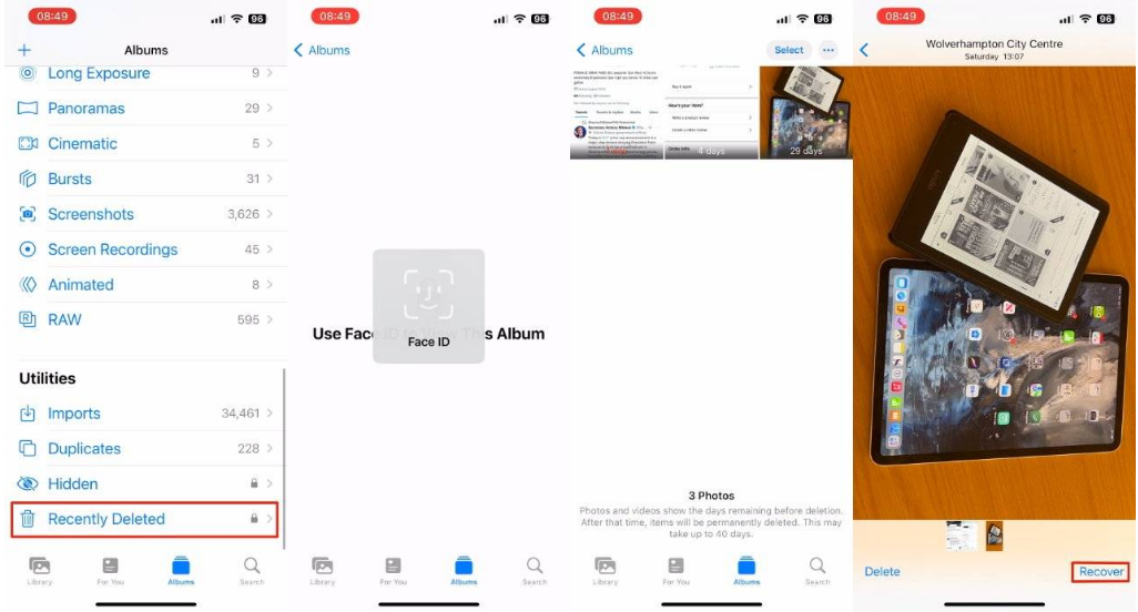 矿区苹果14维修分享 iPhone14 上恢复已删除的照片 
