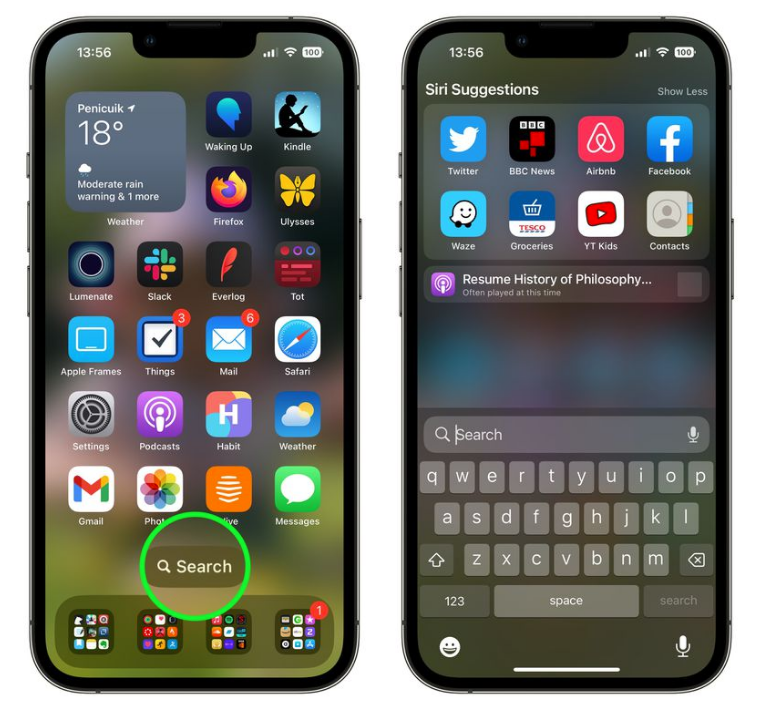 矿区苹果手机维修分享升级到 iOS 16 后，如何删除主屏幕上的搜索按钮 